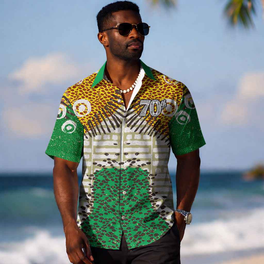 Personalized African 70th Birthday Hawaiian Shirt Tribal Animal Print Heritage Pattern