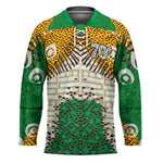 Personalized African 70th Birthday Hockey Jersey Tribal Animal Print Heritage Pattern