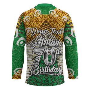 Personalized African 70th Birthday Hockey Jersey Tribal Animal Print Heritage Pattern