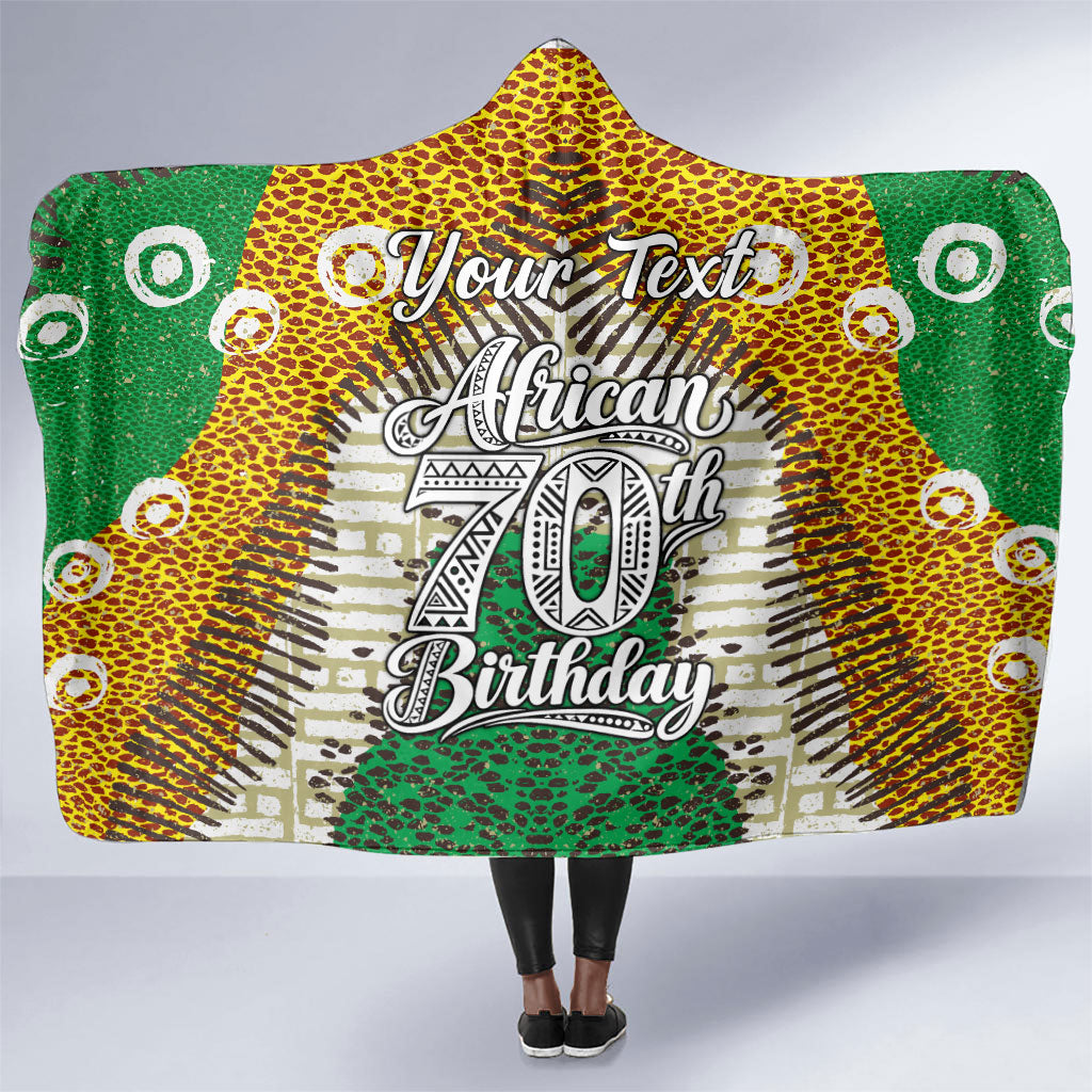 Personalized African 70th Birthday Hooded Blanket Tribal Animal Print Heritage Pattern