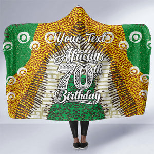 Personalized African 70th Birthday Hooded Blanket Tribal Animal Print Heritage Pattern