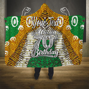 Personalized African 70th Birthday Hooded Blanket Tribal Animal Print Heritage Pattern