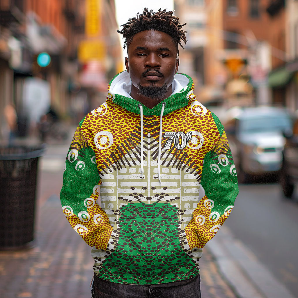 Personalized African 70th Birthday Hoodie Tribal Animal Print Heritage Pattern