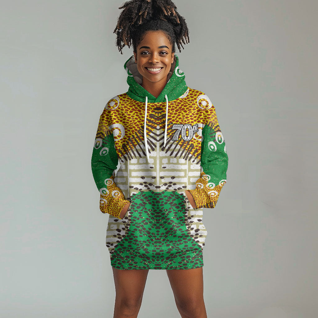 Personalized African 70th Birthday Hoodie Dress Tribal Animal Print Heritage Pattern