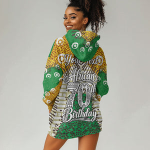 Personalized African 70th Birthday Hoodie Dress Tribal Animal Print Heritage Pattern