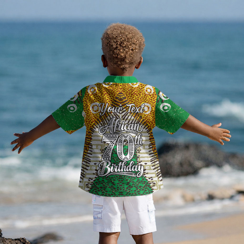 Personalized African 70th Birthday Kid Hawaiian Shirt Tribal Animal Print Heritage Pattern