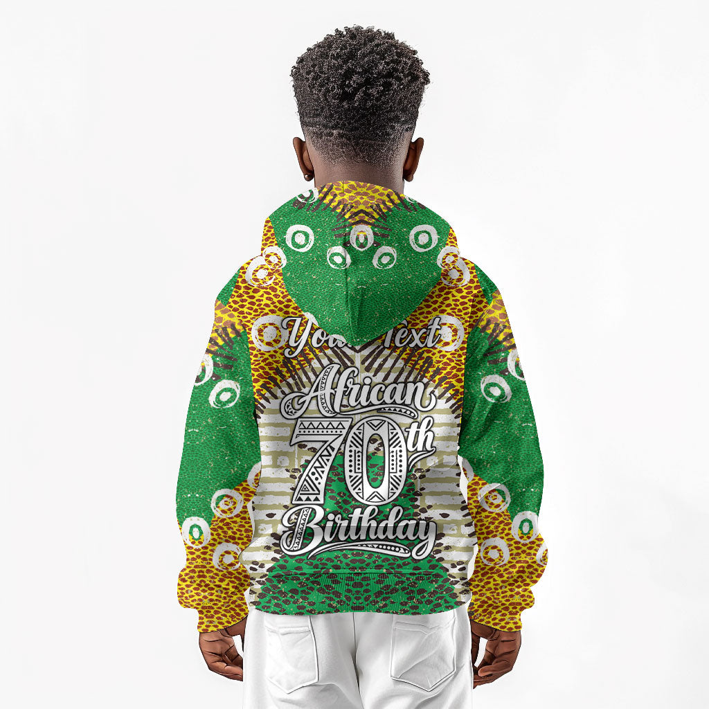 Personalized African 70th Birthday Kid Hoodie Tribal Animal Print Heritage Pattern