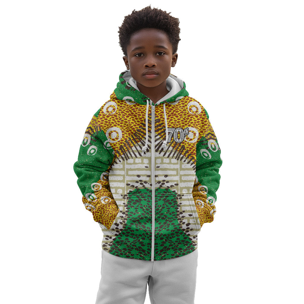 Personalized African 70th Birthday Kid Hoodie Tribal Animal Print Heritage Pattern