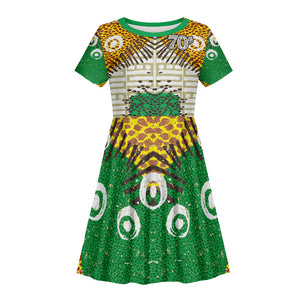 Personalized African 70th Birthday Kid Short Sleeve Dress Tribal Animal Print Heritage Pattern