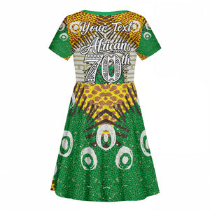 Personalized African 70th Birthday Kid Short Sleeve Dress Tribal Animal Print Heritage Pattern