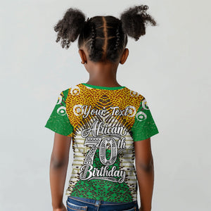 Personalized African 70th Birthday Kid T shirt Tribal Animal Print Heritage Pattern