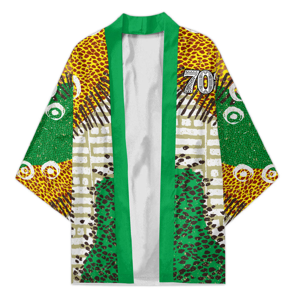 Personalized African 70th Birthday Kimono Tribal Animal Print Heritage Pattern