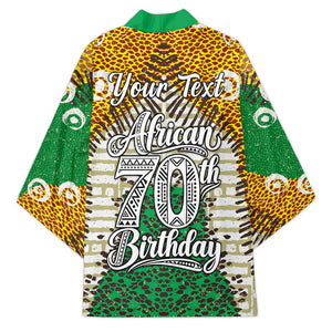 Personalized African 70th Birthday Kimono Tribal Animal Print Heritage Pattern