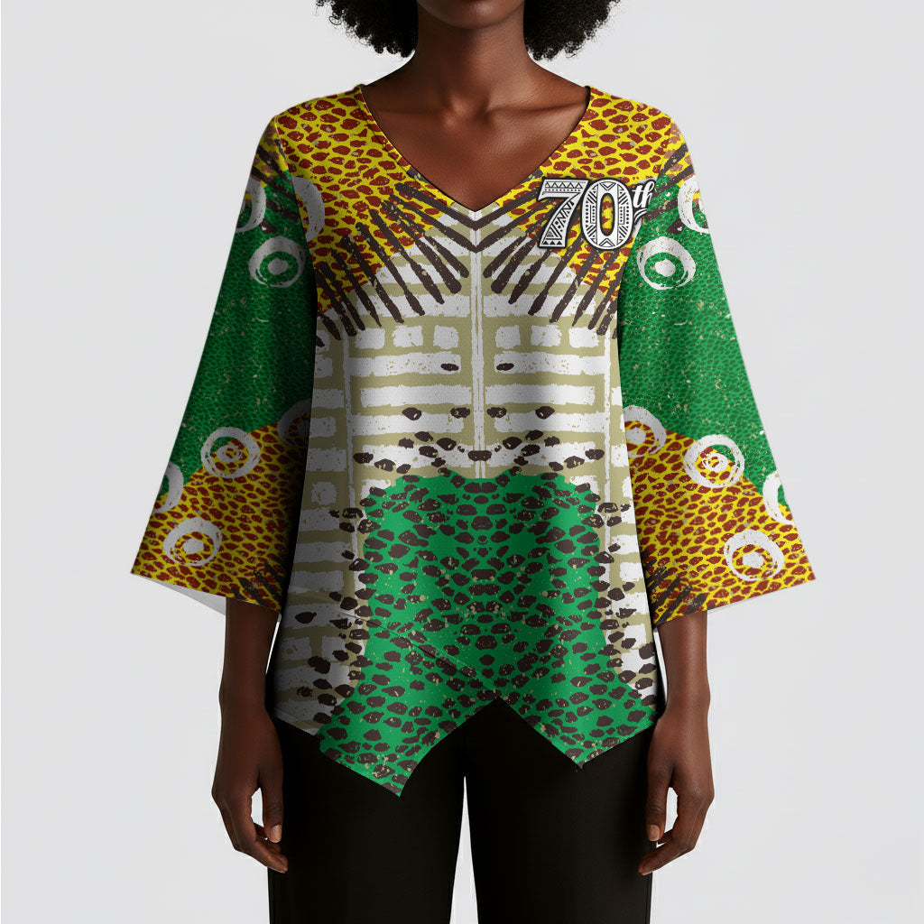 Personalized African 70th Birthday Kimono Sleeve Blouse Tribal Animal Print Heritage Pattern