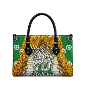 Personalized African 70th Birthday Leather Bag Tribal Animal Print Heritage Pattern