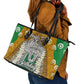 Personalized African 70th Birthday Leather Tote Bag Tribal Animal Print Heritage Pattern
