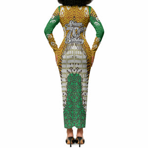 Personalized African 70th Birthday Long Sleeve Bodycon Dress Tribal Animal Print Heritage Pattern