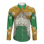 Personalized African 70th Birthday Long Sleeve Button Shirt Tribal Animal Print Heritage Pattern