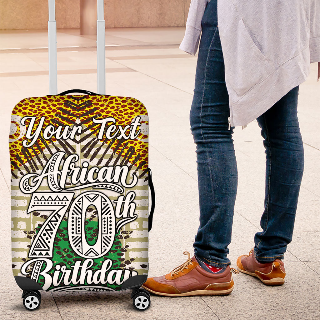 Personalized African 70th Birthday Luggage Cover Tribal Animal Print Heritage Pattern