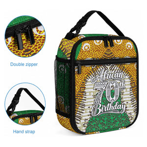 Personalized African 70th Birthday Lunch Bag Tribal Animal Print Heritage Pattern