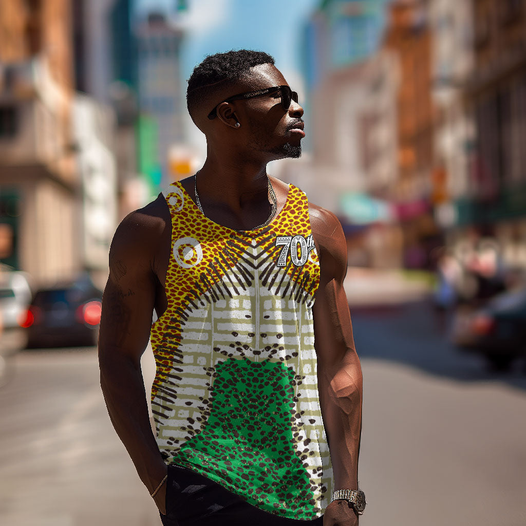 Personalized African 70th Birthday Men Tank Top Tribal Animal Print Heritage Pattern