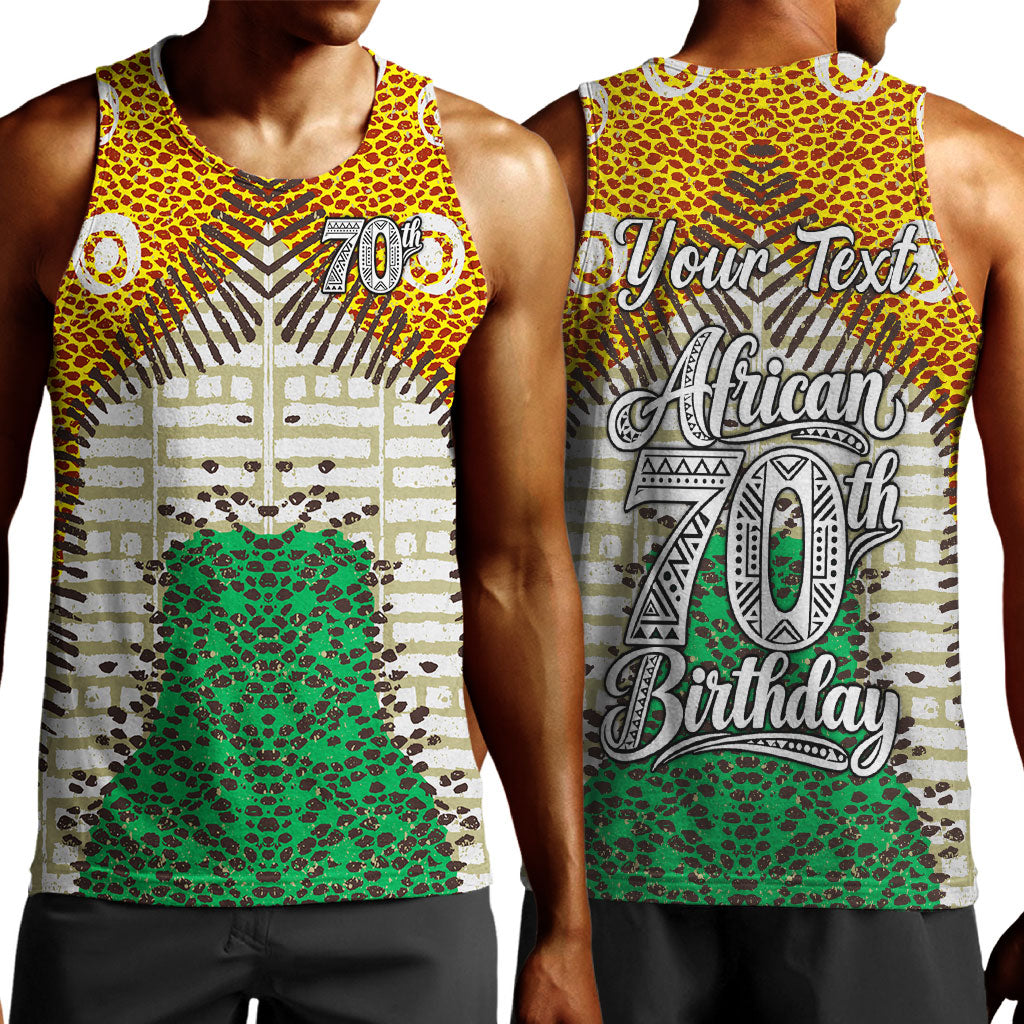 Personalized African 70th Birthday Men Tank Top Tribal Animal Print Heritage Pattern