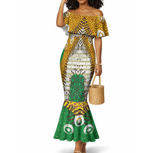 Personalized African 70th Birthday Mermaid Dress Tribal Animal Print Heritage Pattern