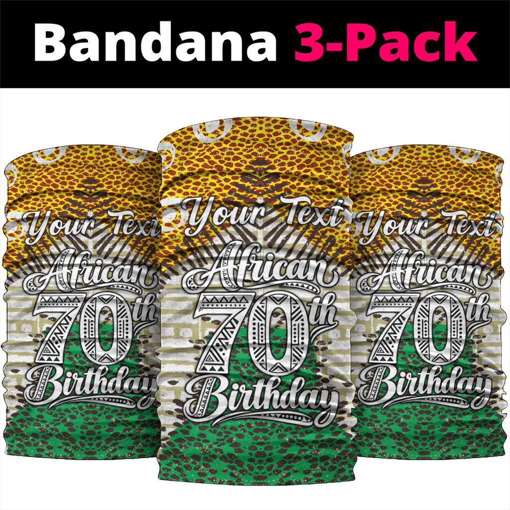 Personalized African 70th Birthday Neck Gaiter Tribal Animal Print Heritage Pattern