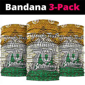Personalized African 70th Birthday Neck Gaiter Tribal Animal Print Heritage Pattern