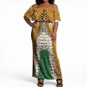 Personalized African 70th Birthday Off Shoulder Maxi Dress Tribal Animal Print Heritage Pattern