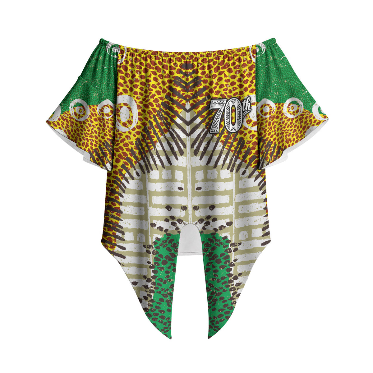 Personalized African 70th Birthday Off Shoulder Wrap Waist Top Tribal Animal Print Heritage Pattern