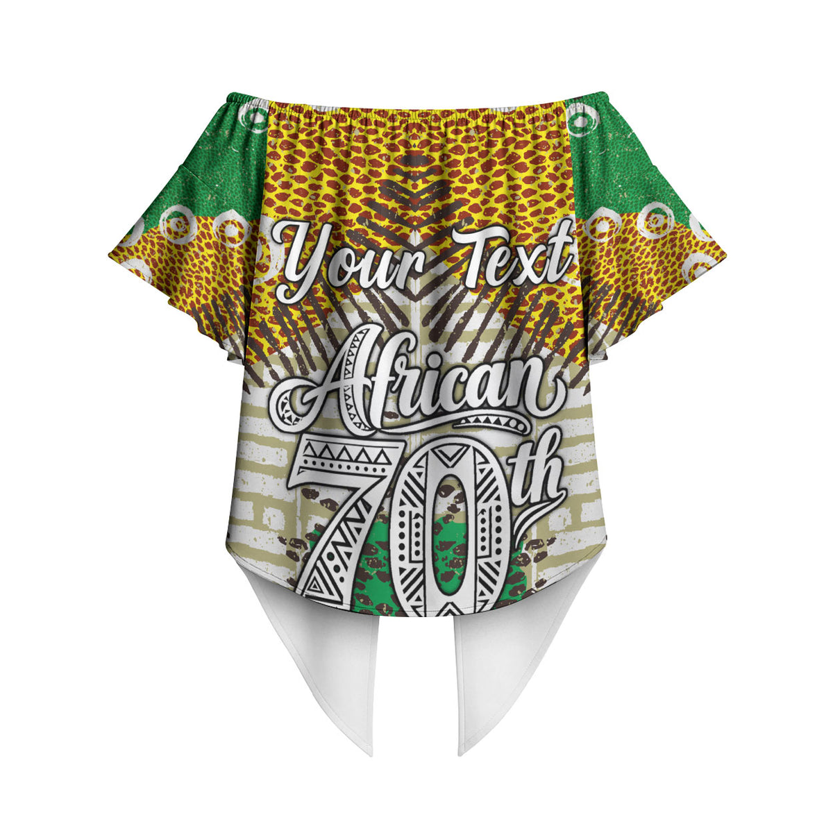 Personalized African 70th Birthday Off Shoulder Wrap Waist Top Tribal Animal Print Heritage Pattern