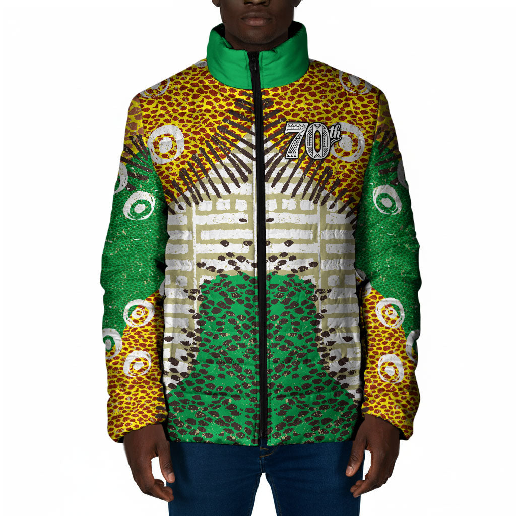 Personalized African 70th Birthday Padded Jacket Tribal Animal Print Heritage Pattern