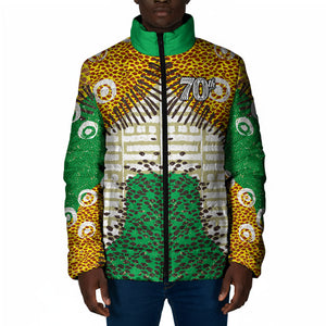 Personalized African 70th Birthday Padded Jacket Tribal Animal Print Heritage Pattern