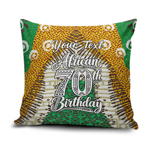 Personalized African 70th Birthday Pillow Cover Tribal Animal Print Heritage Pattern