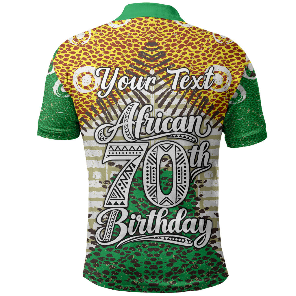Personalized African 70th Birthday Polo Shirt Tribal Animal Print Heritage Pattern
