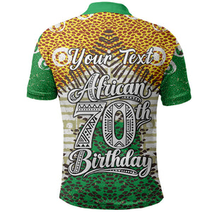 Personalized African 70th Birthday Polo Shirt Tribal Animal Print Heritage Pattern