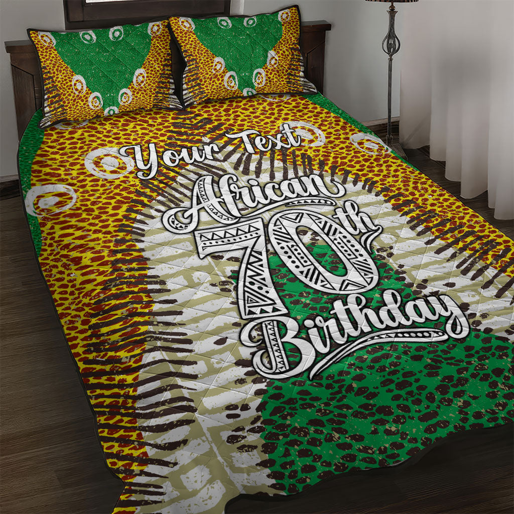 Personalized African 70th Birthday Quilt Bed Set Tribal Animal Print Heritage Pattern