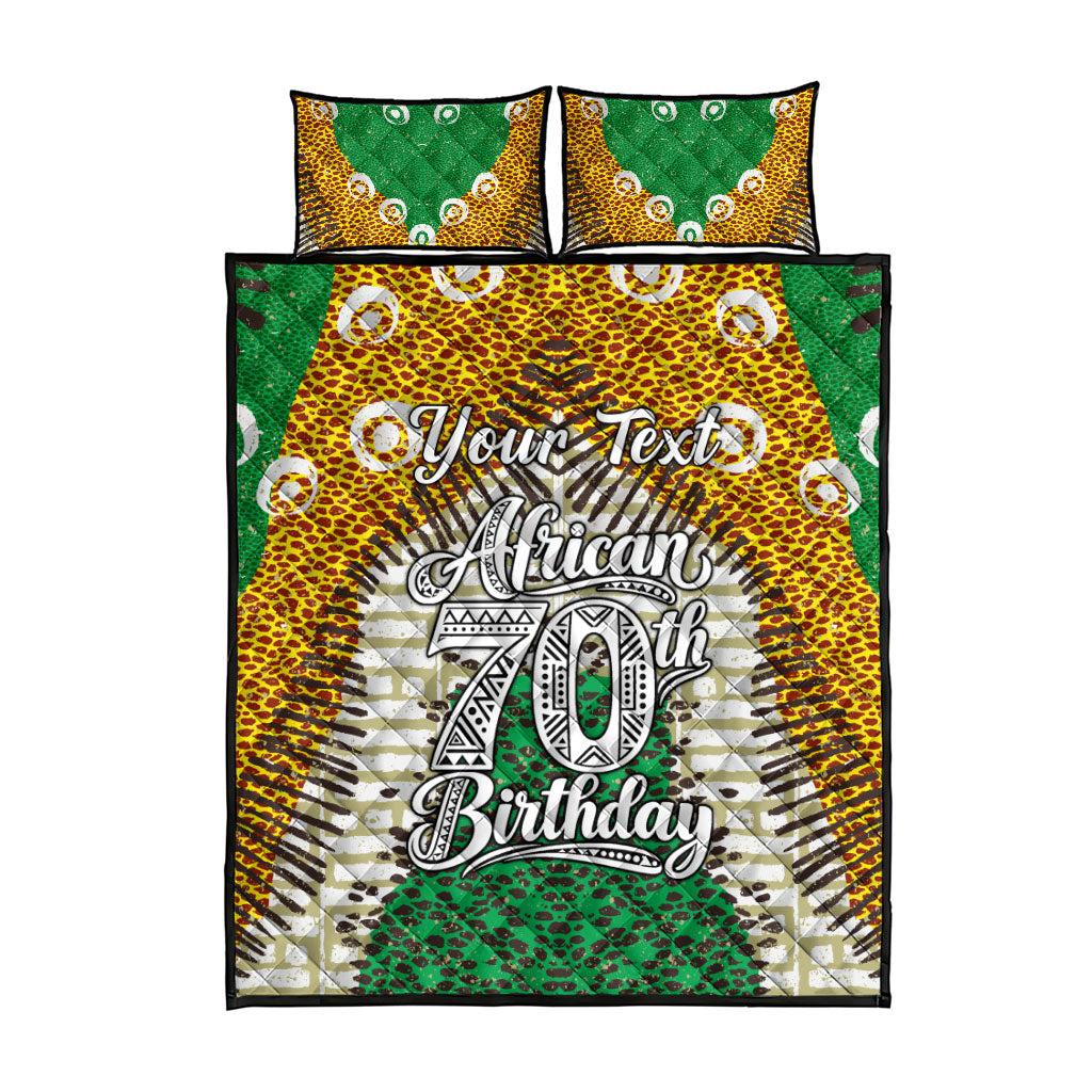 Personalized African 70th Birthday Quilt Bed Set Tribal Animal Print Heritage Pattern