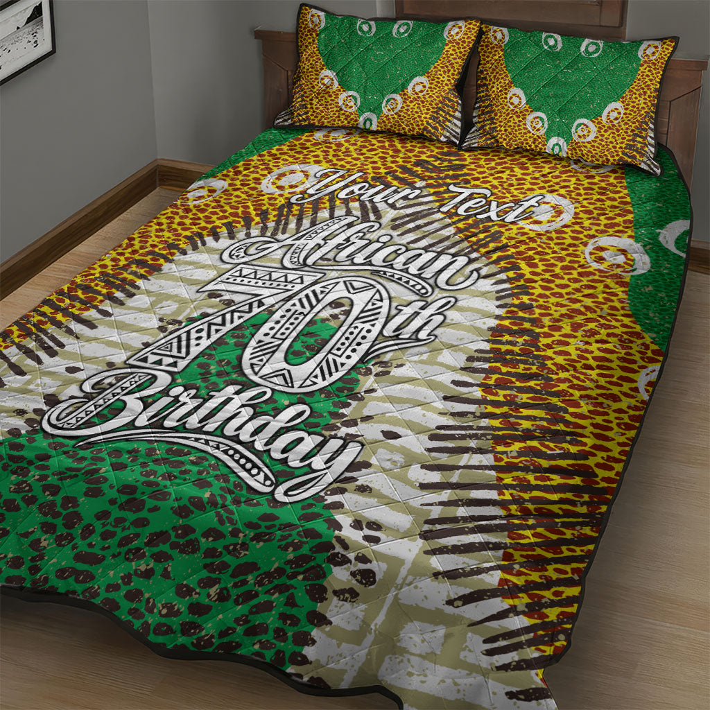 Personalized African 70th Birthday Quilt Bed Set Tribal Animal Print Heritage Pattern