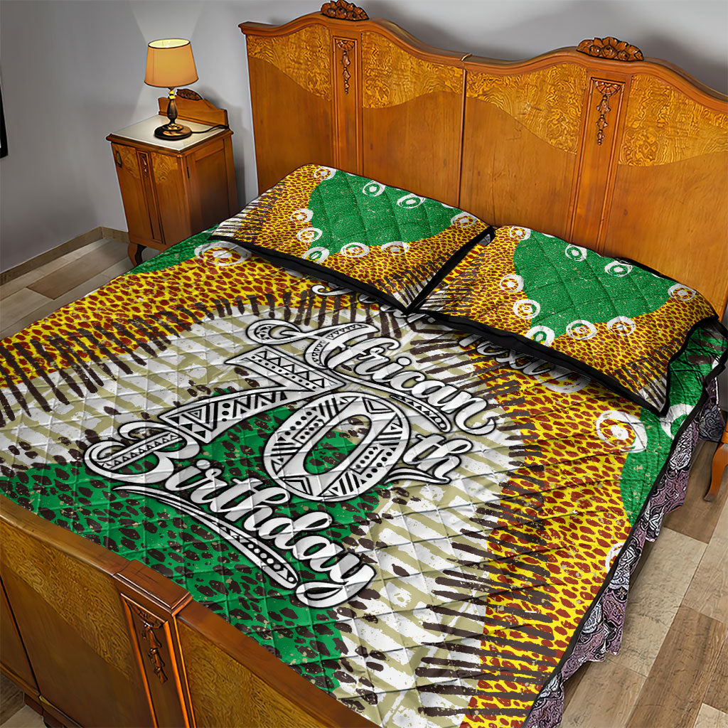Personalized African 70th Birthday Quilt Bed Set Tribal Animal Print Heritage Pattern