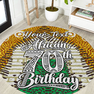 Personalized African 70th Birthday Round Carpet Tribal Animal Print Heritage Pattern