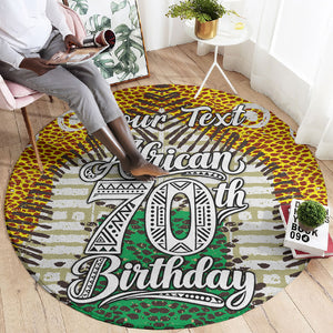 Personalized African 70th Birthday Round Carpet Tribal Animal Print Heritage Pattern
