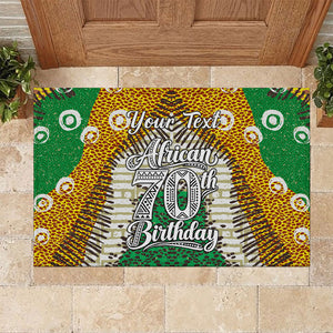 Personalized African 70th Birthday Rubber Doormat Tribal Animal Print Heritage Pattern