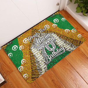 Personalized African 70th Birthday Rubber Doormat Tribal Animal Print Heritage Pattern