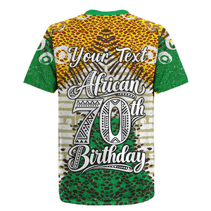 Personalized African 70th Birthday Rugby Jersey Tribal Animal Print Heritage Pattern
