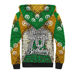 Personalized African 70th Birthday Sherpa Hoodie Tribal Animal Print Heritage Pattern