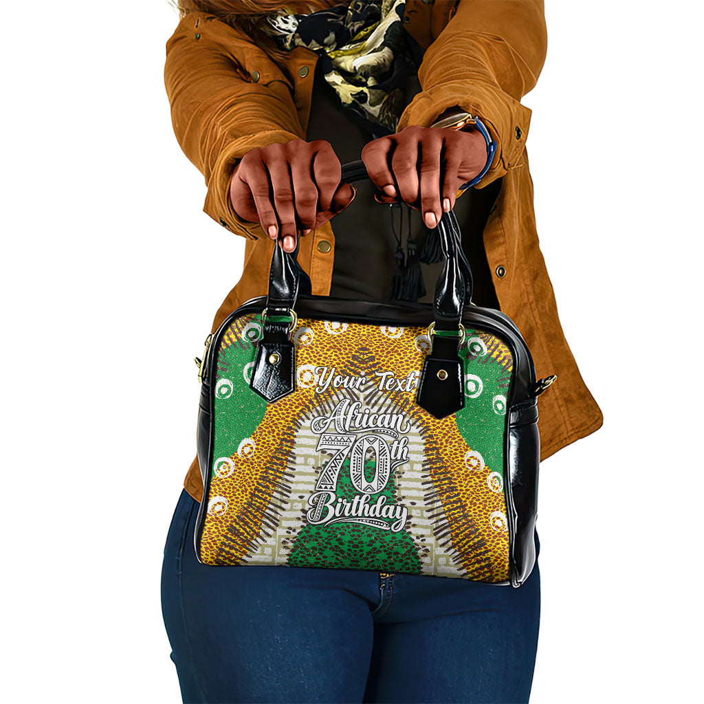 Personalized African 70th Birthday Shoulder Handbag Tribal Animal Print Heritage Pattern