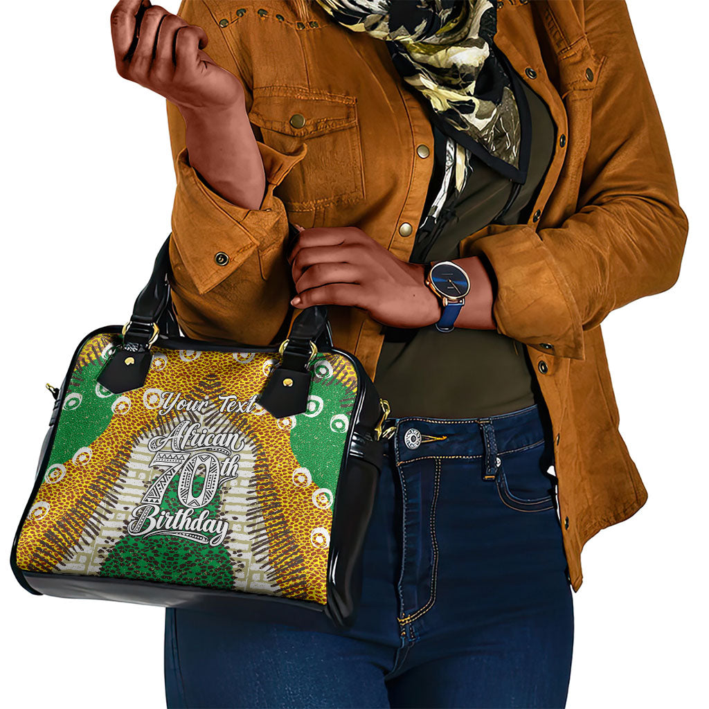 Personalized African 70th Birthday Shoulder Handbag Tribal Animal Print Heritage Pattern
