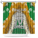 Personalized African 70th Birthday Shower Curtain Tribal Animal Print Heritage Pattern